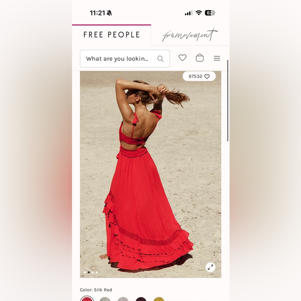 Free People Santa Maria Silk Red Maxi Dress